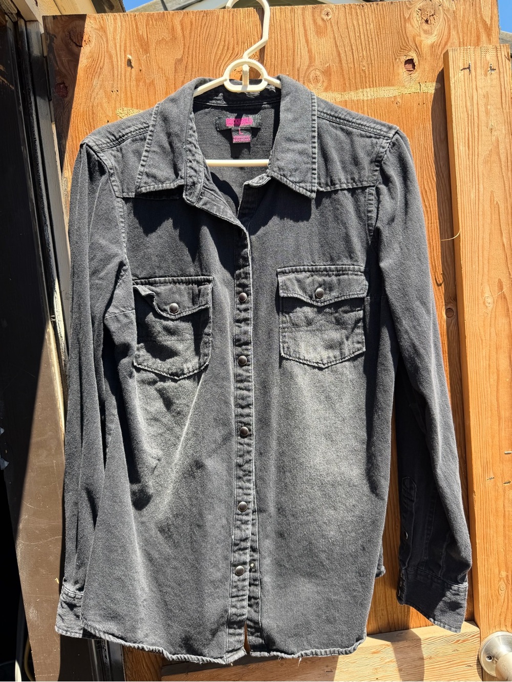 Charcoal Washed Button-Up Shirt Jacket